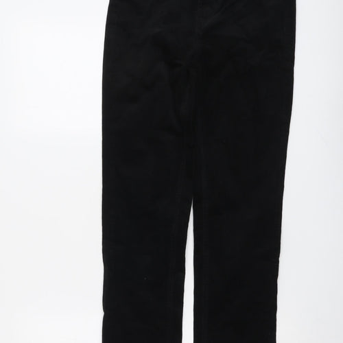 Marks and Spencer Womens Black Cotton Trousers Size 8 L30 in Regular Button