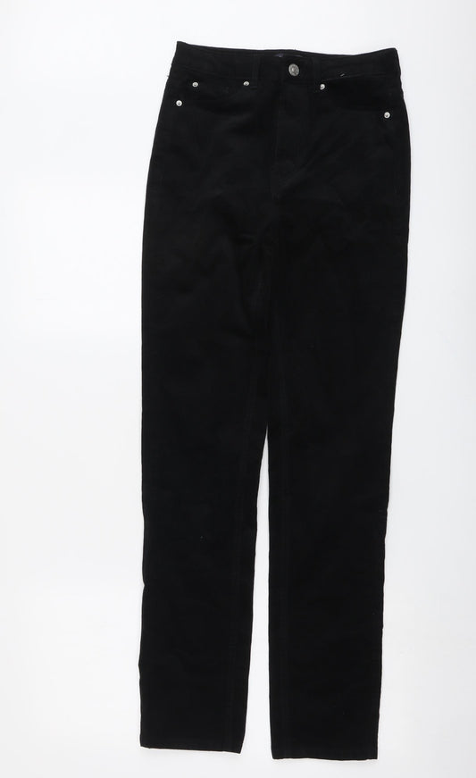 Marks and Spencer Womens Black Cotton Trousers Size 8 L30 in Regular Button
