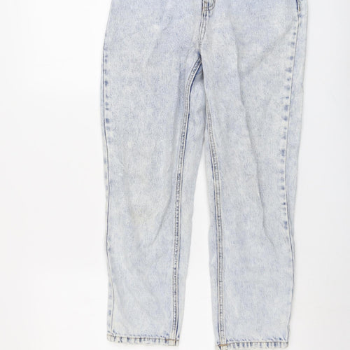 Pull&Bear Womens Blue Cotton Mom Jeans Size 8 L24 in Regular Button