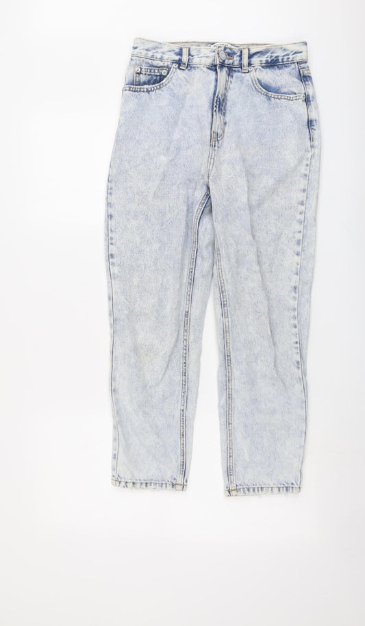 Pull&Bear Womens Blue Cotton Mom Jeans Size 8 L24 in Regular Button