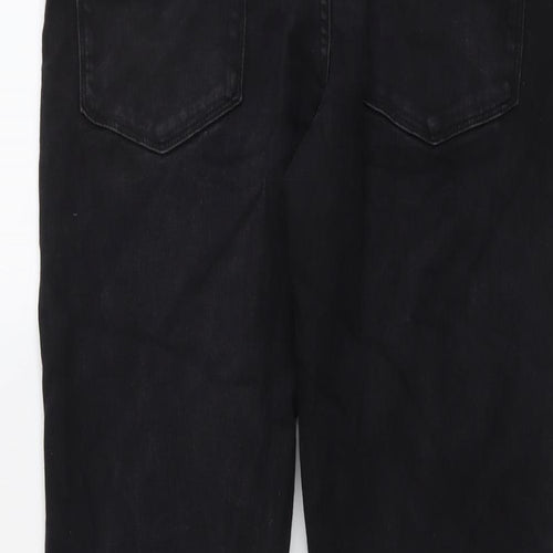 Marks and Spencer Mens Black Cotton Straight Jeans Size 30 in L31 in Slim Button