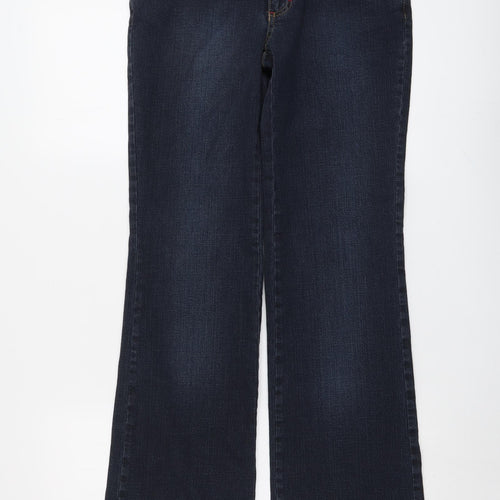 Marks and Spencer Womens Blue Cotton Bootcut Jeans Size 8 L30 in Regular Button
