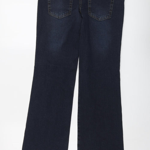Marks and Spencer Womens Blue Cotton Bootcut Jeans Size 8 L30 in Regular Button