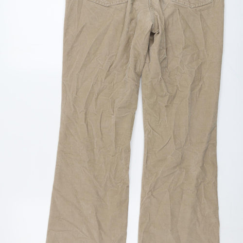 Per Una Womens Beige Cotton Trousers Size 10 L32 in Regular Button