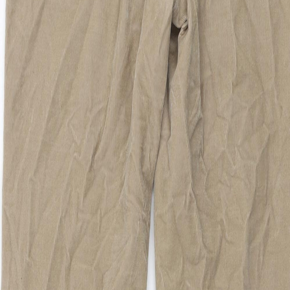 Per Una Womens Beige Cotton Trousers Size 10 L32 in Regular Button
