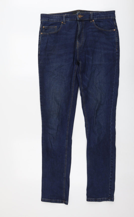 NEXT Mens Blue Cotton Skinny Jeans Size 32 in L33 in Regular Button