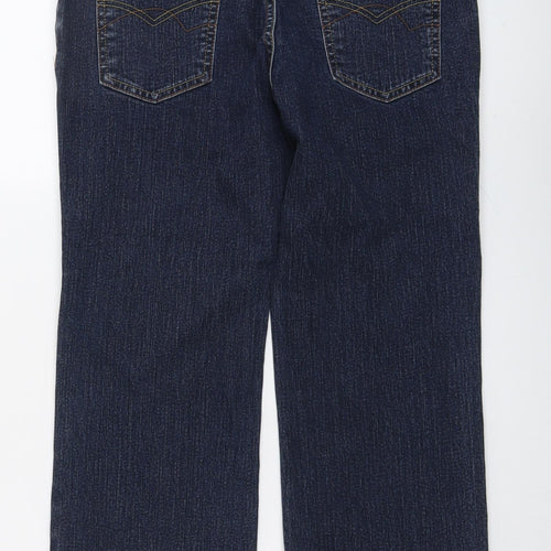 Per Una Womens Blue Cotton Straight Jeans Size 8 L20 in Regular Button