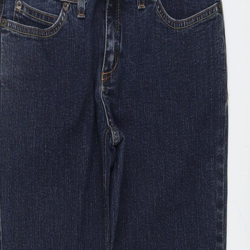 Per Una Womens Blue Cotton Straight Jeans Size 8 L20 in Regular Button