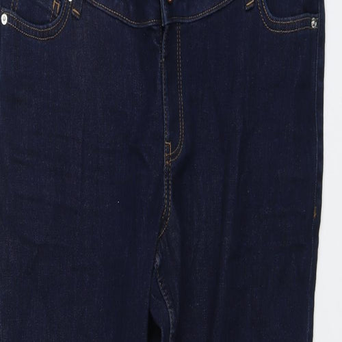 Marks and Spencer Womens Blue Cotton Skinny Jeans Size 16 L30 in Regular Button