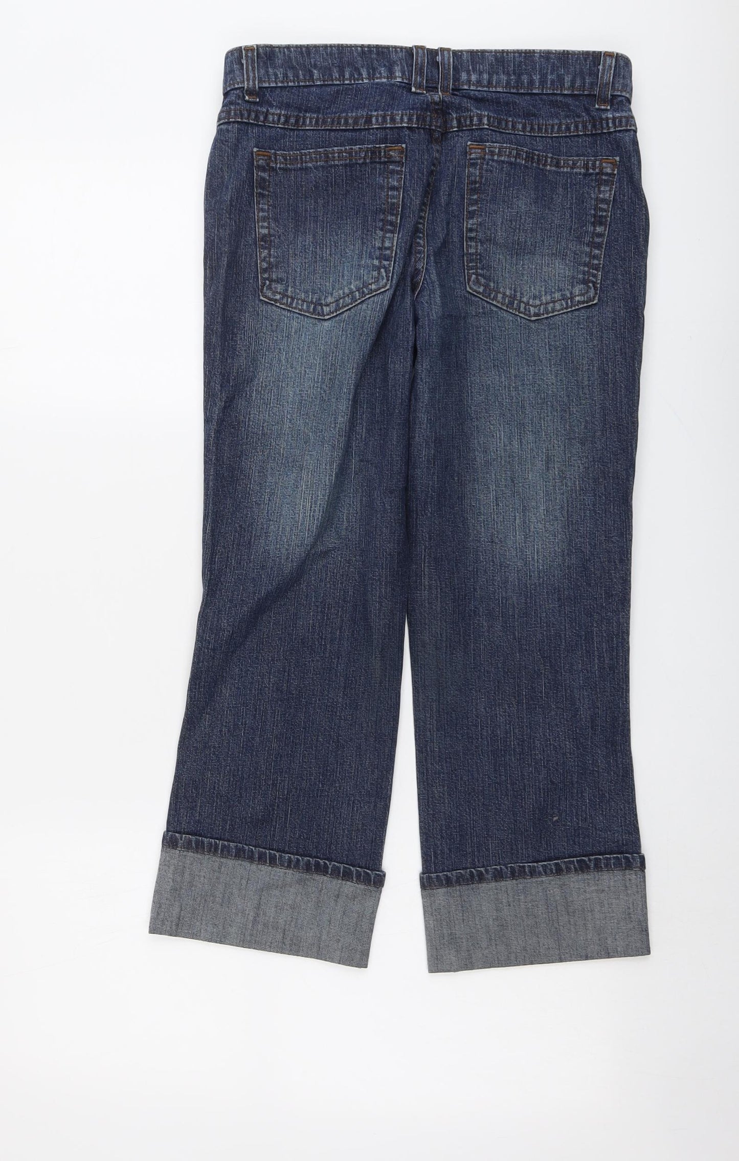 Marks and Spencer Womens Blue Cotton Straight Jeans Size 8 L23 in Regular Button