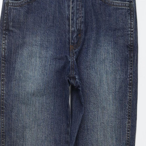 Marks and Spencer Womens Blue Cotton Straight Jeans Size 8 L23 in Regular Button