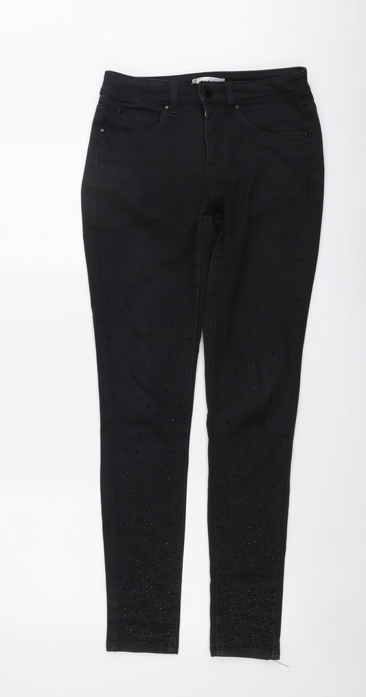 Monsoon Womens Black Cotton Skinny Jeans Size 8 L30 in Regular Button
