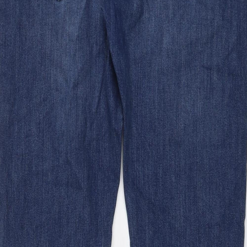 Marks and Spencer Mens Blue Cotton Straight Jeans Size 34 in L33 in Slim Button