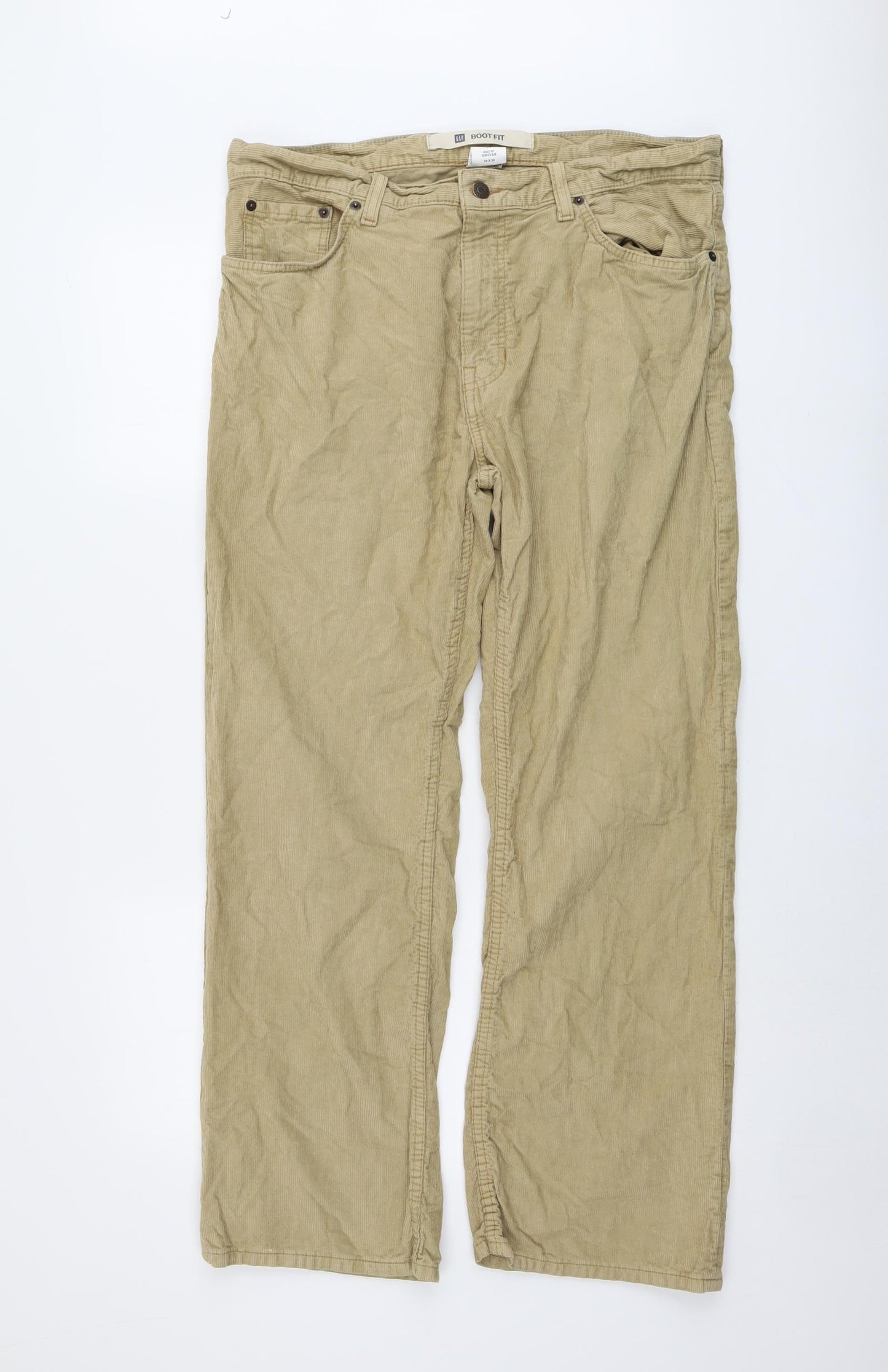 Gap Mens Beige Cotton Trousers Size 34 in L30 in Regular Button
