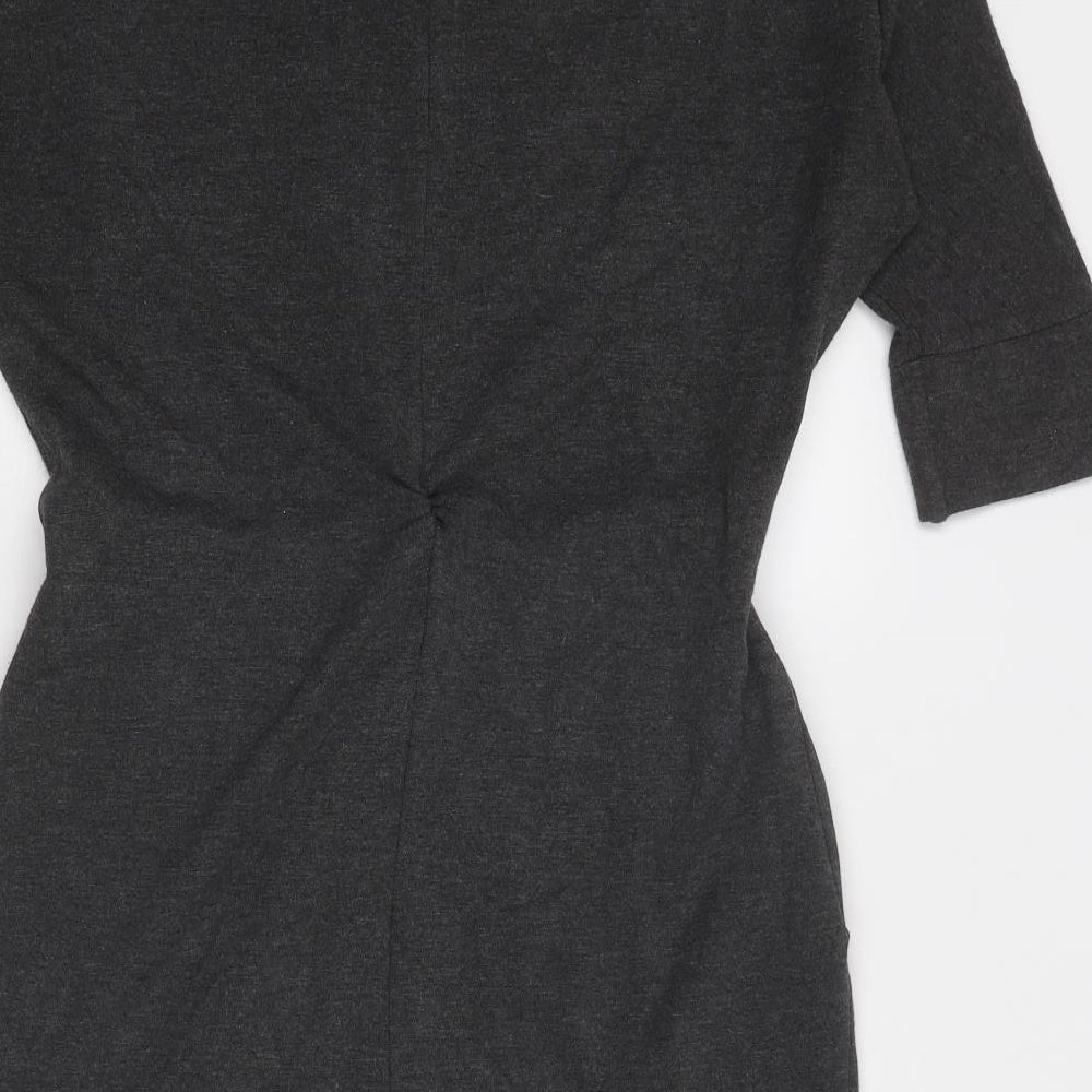Whistles Womens Grey Viscose Sheath Size 10 Scoop Neck Pullover