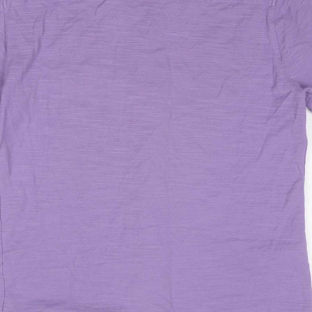 Zara Mens Purple Polyester Button-Up Size M Collared Button