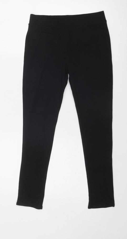 Marks and Spencer Girls Black Cotton Jegging Trousers Size 10-11 Years Regular Pullover