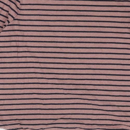 Fat Face Womens Pink Striped Cotton Basic T-Shirt Size 14 Boat Neck