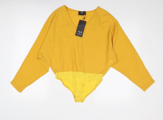 AX Paris Womens Yellow Polyester Bodysuit One-Piece Size 10 Snap