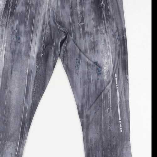 ASICS Womens Grey Geometric Polyester Cropped Leggings Size M Regular Drawstring