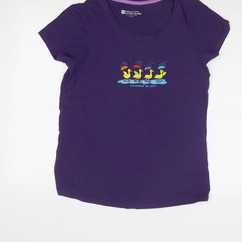 Mountain Warehouse Womens Purple Cotton Basic T-Shirt Size 14 Boat Neck - Ducks