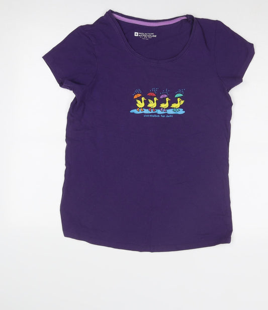 Mountain Warehouse Womens Purple Cotton Basic T-Shirt Size 14 Boat Neck - Ducks