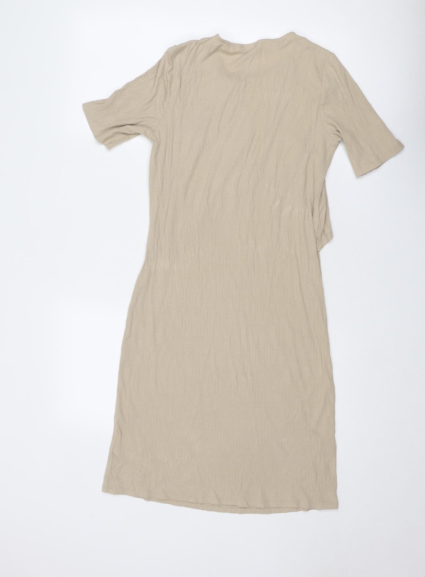 H&M Womens Beige Viscose T-Shirt Dress Size S Round Neck Pullover