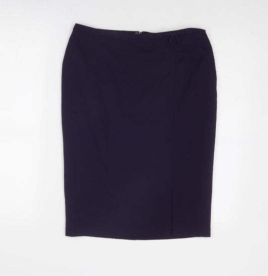 Marks and Spencer Womens Purple Polyester A-Line Skirt Size 10 Zip