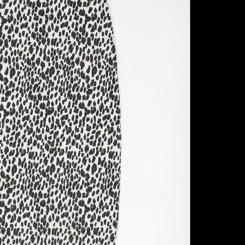 PRETTYLITTLETHING Womens Multicoloured Animal Print Polyester Straight & Pencil Skirt Size 8 - Leopard Pattern