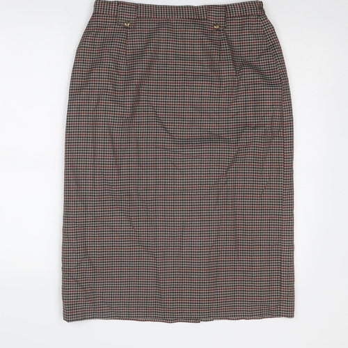 Quills Womens Brown Plaid Polyester A-Line Skirt Size 16 Zip
