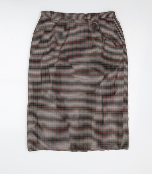 Quills Womens Brown Plaid Polyester A-Line Skirt Size 16 Zip