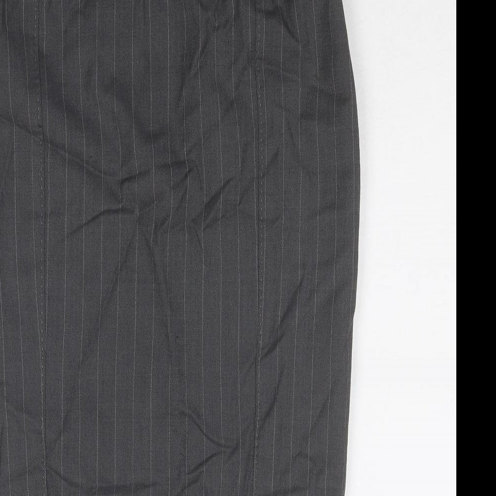 Karen Millen Womens Grey Striped Wool Straight & Pencil Skirt Size 10 Zip
