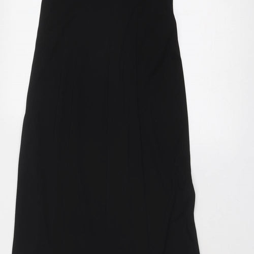 Flor De Noche Womens Black Polyester Ball Gown Size 8 Halter Zip