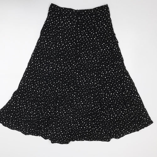 RESERVED Womens Black Geometric Viscose Swing Skirt Size 12 Zip