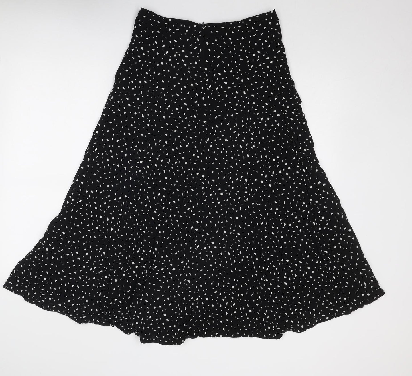 RESERVED Womens Black Geometric Viscose Swing Skirt Size 12 Zip