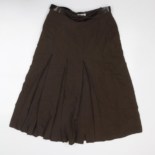 Yarell Womens Brown Wool Swing Skirt Size 14 Zip - Belt Included