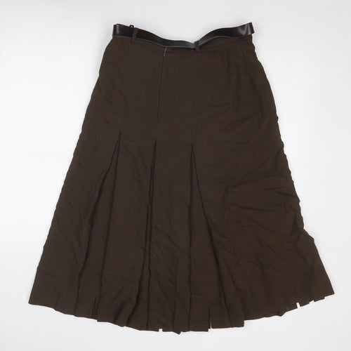 Yarell Womens Brown Wool Swing Skirt Size 14 Zip - Belt Included