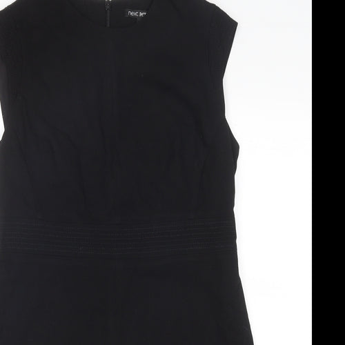 NEXT Womens Black Polyester Shift Size 16 Round Neck Zip