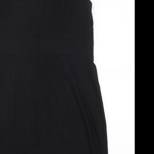 NEXT Womens Black Polyester Shift Size 16 Round Neck Zip