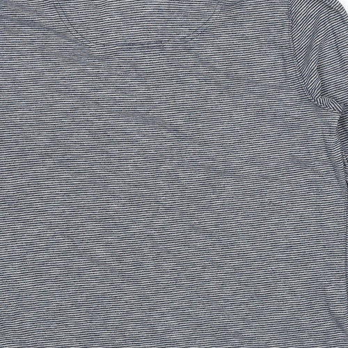Abercrombie & Fitch Mens Grey Striped Cotton T-Shirt Size M Round Neck
