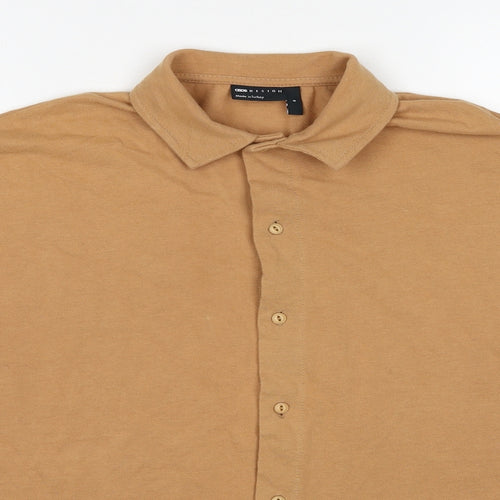 ASOS Mens Brown Cotton Button-Up Size S Collared Button