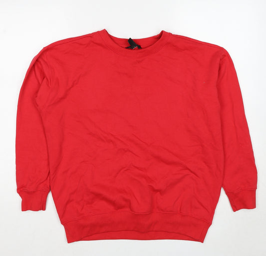 New Look Womens Red Cotton Pullover Sweatshirt Size S Pullover