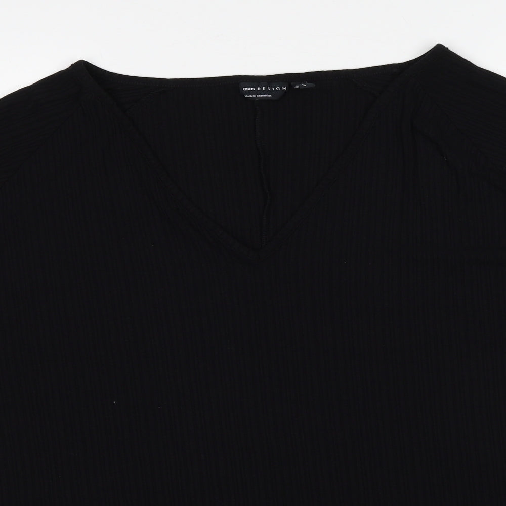 ASOS Womens Black Viscose Basic T-Shirt Size 24 V-Neck
