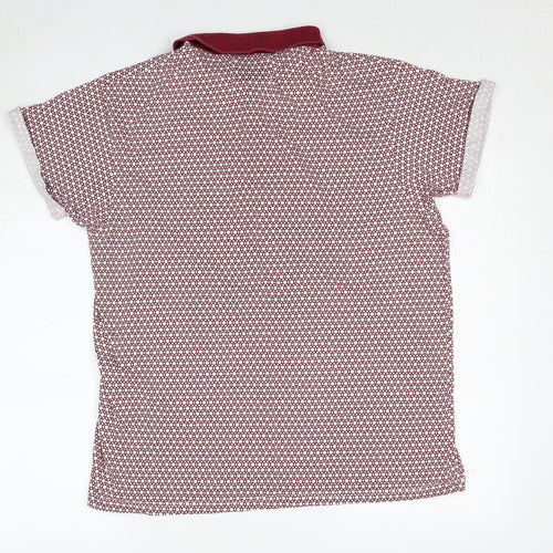 Burton Mens Red Geometric Cotton Polo Size XL Collared Pullover