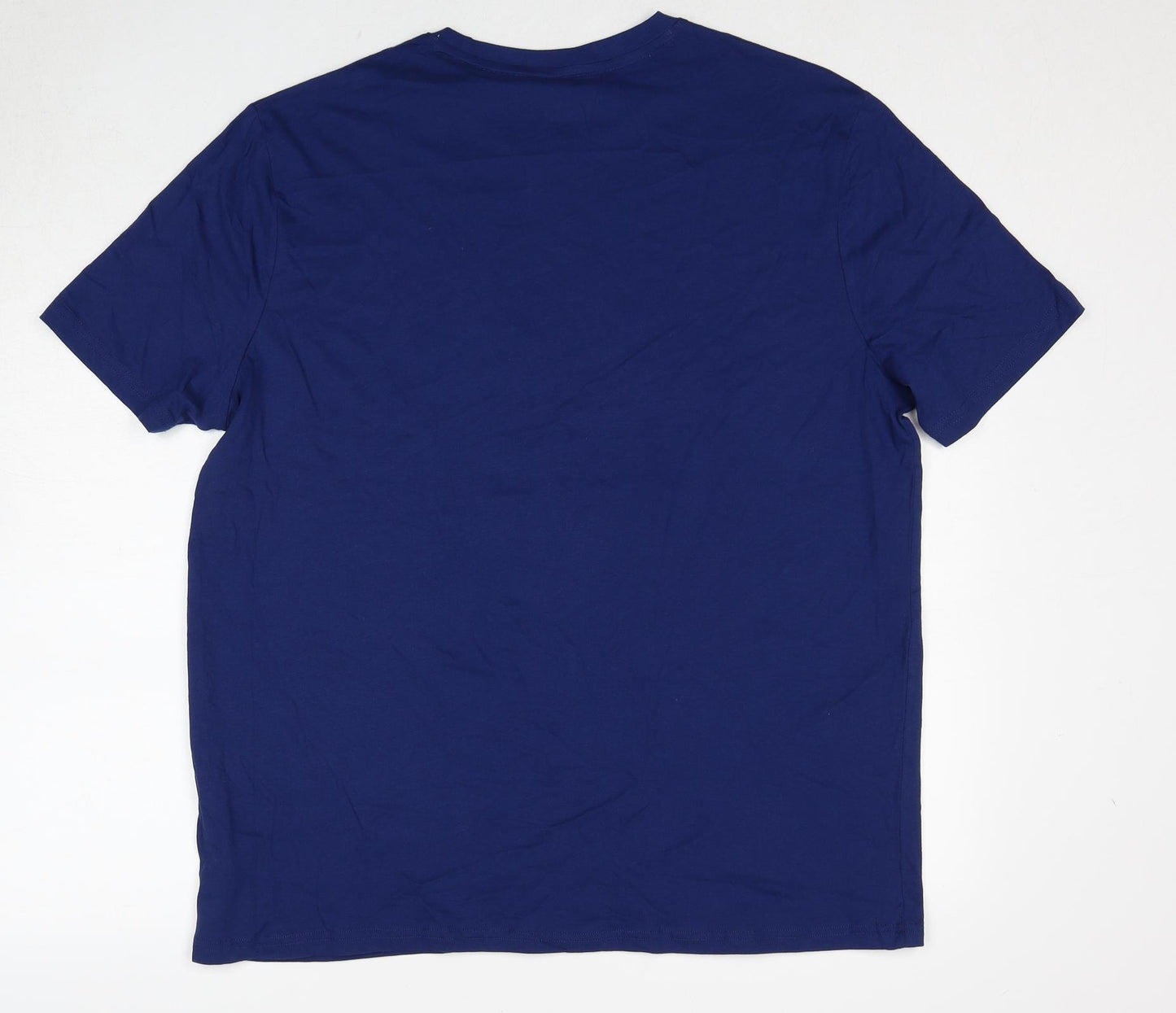 Marks and Spencer Mens Blue Cotton T-Shirt Size XL Round Neck - Ho Ho Ho Christmas