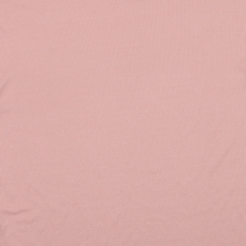 Boohoo Womens Pink Polyester Basic T-Shirt Size 12 Round Neck