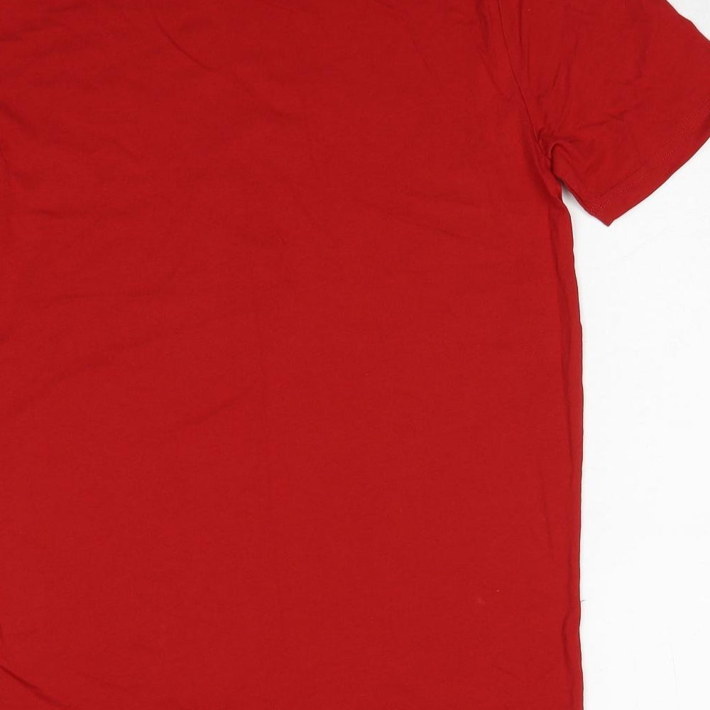 Marks and Spencer Mens Red Cotton T-Shirt Size S Round Neck - Brew-Dolph Christmas