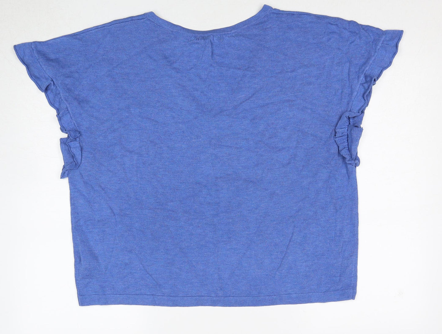 NEXT Womens Blue Acrylic Basic T-Shirt Size L V-Neck
