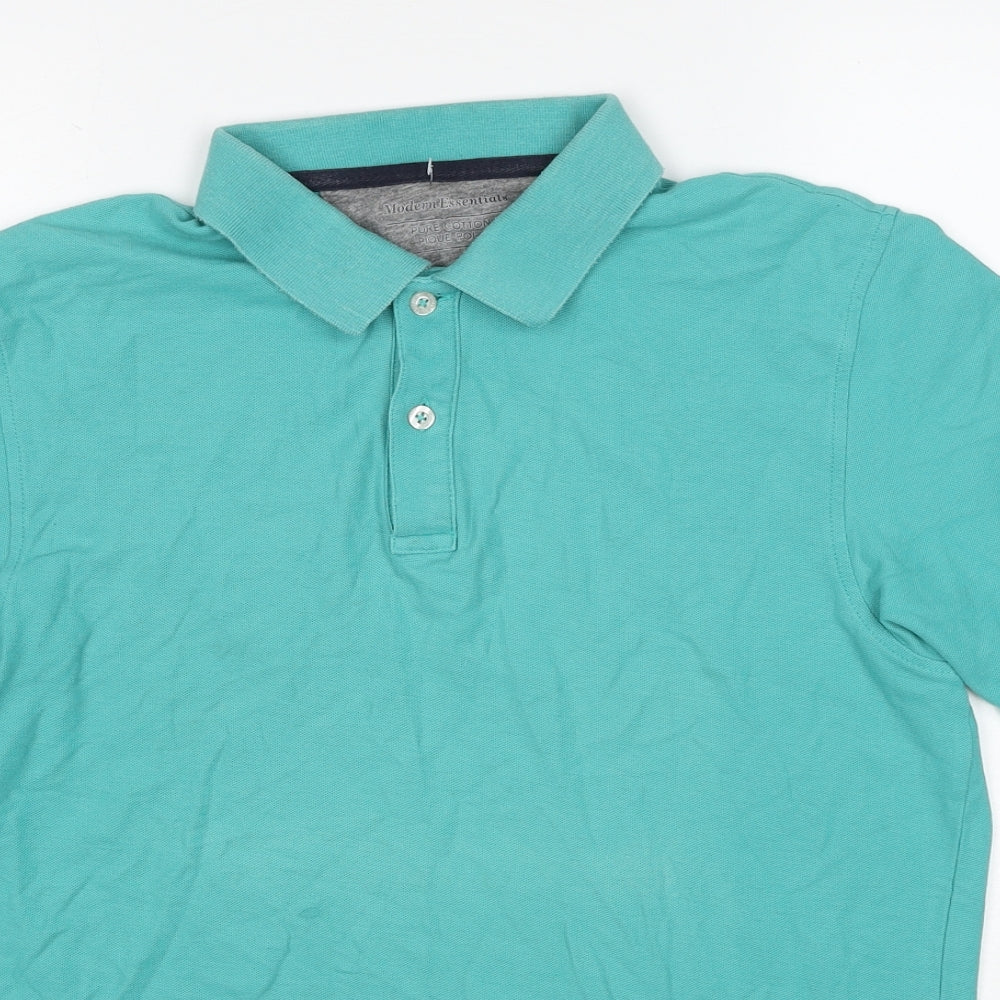 Marks and Spencer Mens Blue Cotton Polo Size S Collared Pullover