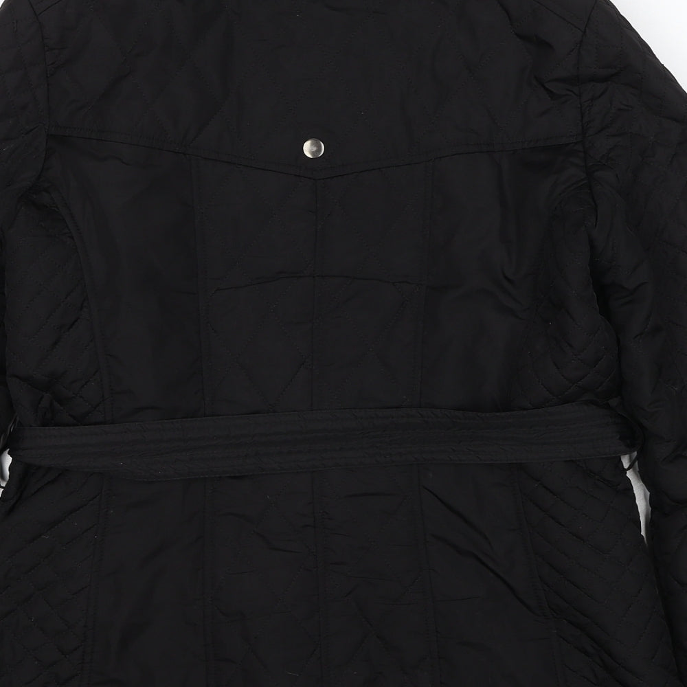 Wallis Womens Black Quilted Jacket Size 10 Zip
